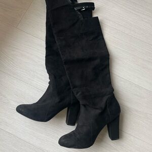 Over the Knee Black Heeled Boots